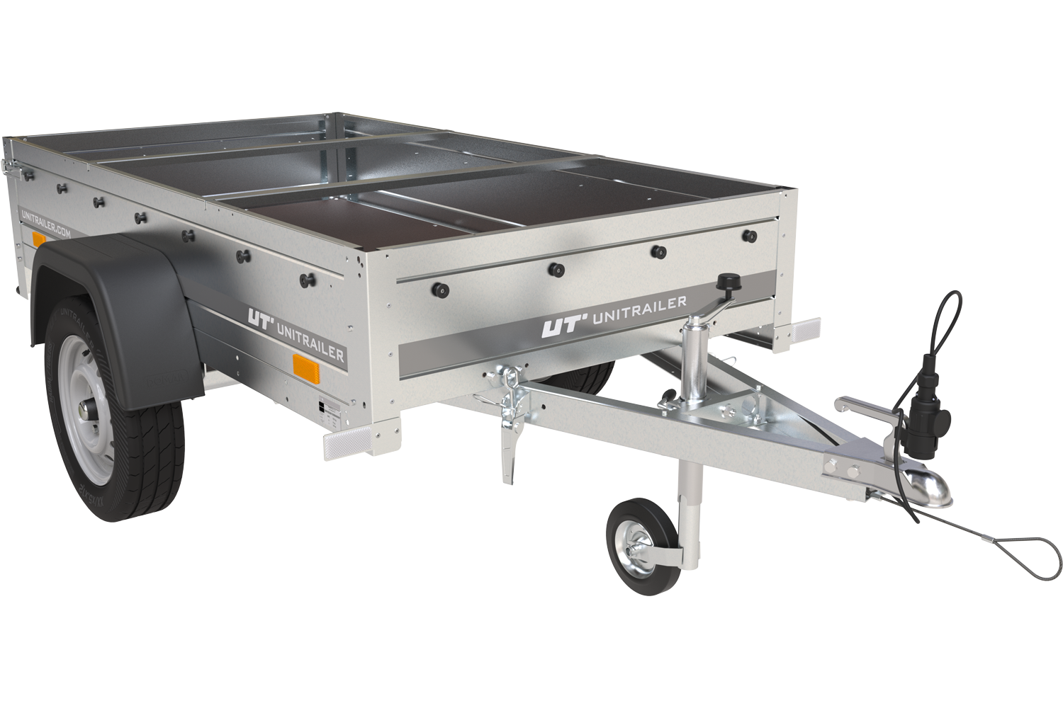 B12.png Remorque de jardin 200 Kipp avec roue jockey, châssis H-0 et bâche bleue – Image 1