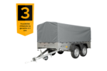 remorque double essieux unitrailer 264/2 kipp avec roue jockey, arceau et bâche grise