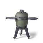 Barbecue kamado Moddern vert pieds alu noir + tablette + roulettes