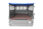Remorque grillagée 200×106 avec bâche plate bleue, ridelles grillagées et roue jockey – Garden Trailer 200 KIPP – Image 8