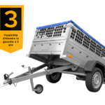Remorque grillagée 200×106 avec bâche plate bleue, ridelles grillagées et roue jockey – Garden Trailer 200 KIPP