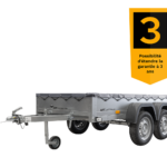 remorque unitrailer 264/2 kipp avec roue jockey, tige de support de bâche et bâche plate grise