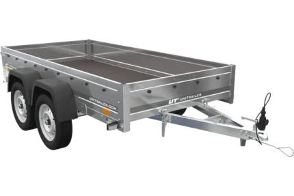 unitrailer 264/2 kipp avec roue jockey, tiges de support et bâche plate bleue