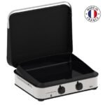 Plancha Enosign 65 inox et noir 2 brûleurs 56 x 40 + capot gaz – Image 8