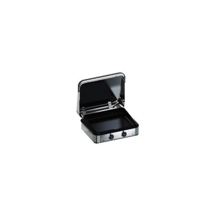 Plancha Enosign 65 inox et noir 2 brûleurs 56 x 40 + capot gaz