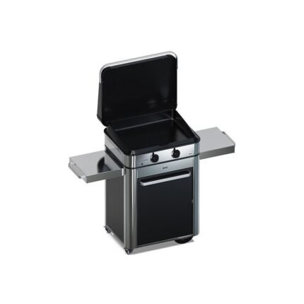 Plancha Enosign 65 inox et noir sur chariot + capot gaz