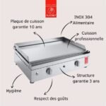 Plancha Planet Chef 80 Lisse inox 3 brûleurs 78 x 40 gaz – Image 3