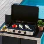 Plancha gaz Enosign 80 inox et noir 3 brûleurs 69 x 40 + capot – Image 4
