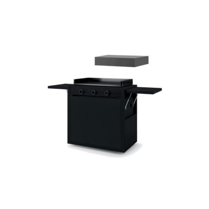 Plancha gaz Forge Adour Modern 75 acier noir sur chariot + capot