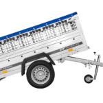 Remorque grillagée 200×106 avec bâche plate bleue ridelles grillagées et roue jockey – Garden Trailer 200 KIPP