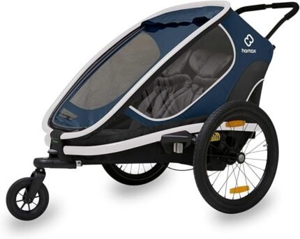 Remorque velo enfant 2 places Hamax Outback - navy / white