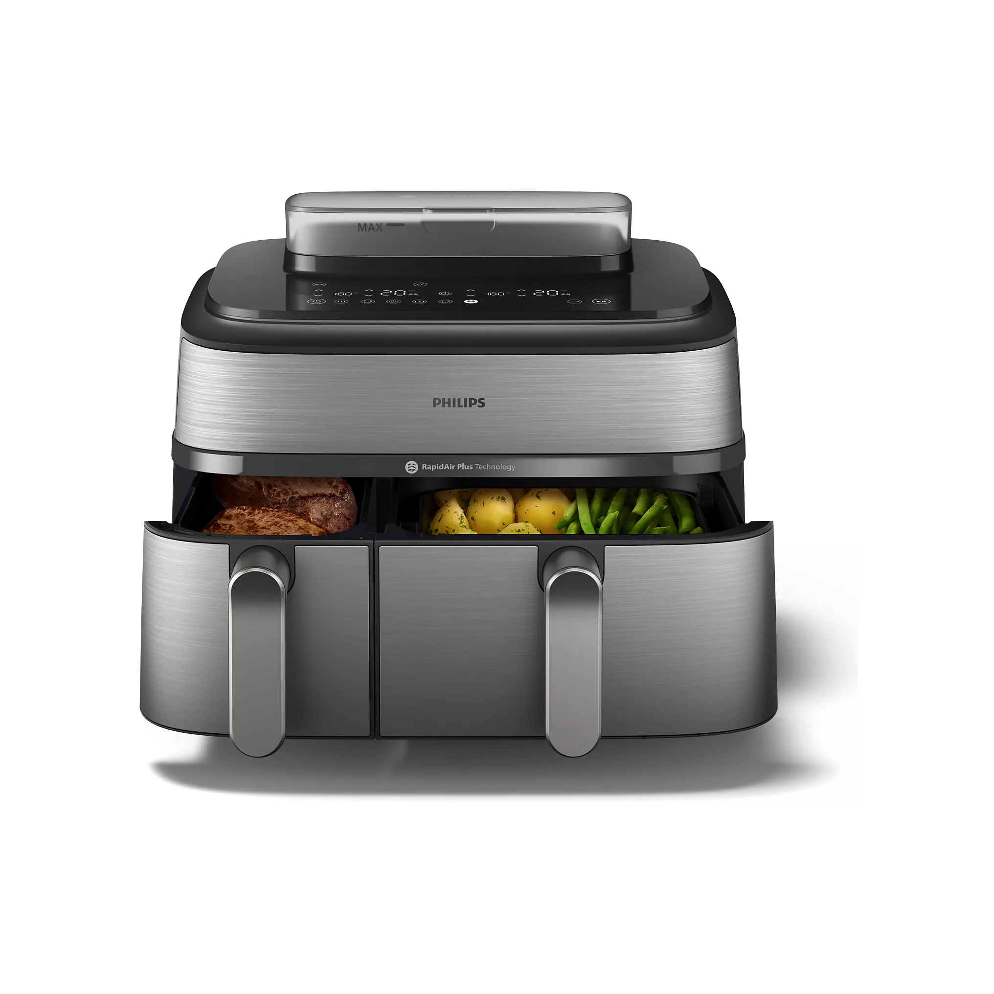 Airfryer-PHILIPS-Double-Panier.webp Airfryer PHILIPS Double Panier vapeur Série 5000 9,0L NA555/00 – Image 1
