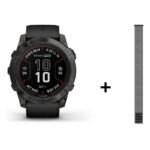 Montre Garmin Fenix 7X Pro Sapphire Solar Titane + bracelet silicone kaki – Image 3