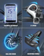 Vélo électrique Ridstar E26 Pro à double moteur 2000 W 48 V 23 Ah – Image 5