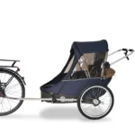 Remorque vélo 2 places 60 kg ​Wike - Premium Double - Poussette et Kit de Jogging inclus - marine/marron – Image 7