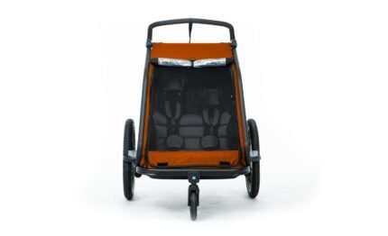 Remorque velo enfant​ CUBE Double CMPT Kinder - X Actionteam - grey´n´orange