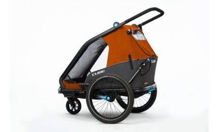 Remorque Vélo Enfants CUBE Double CMPT Kinder X Actionteam - grey´n´orange