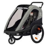 Remorque enfant velo Hamax pour 2 Enfants - Avenida - vert olive