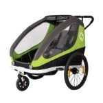 Remorque hamax traveller Bike Trailer for 2 Kids, incl. drawbar and buggy wheel - green/grey – Image 4