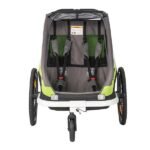 Remorque hamax traveller Bike Trailer for 2 Kids, incl. drawbar and buggy wheel - green/grey