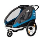 Hamax Traveller Bike Trailer for 2 Kids, incl. drawbar and buggy wheel - petrol blue/grey – Image 7