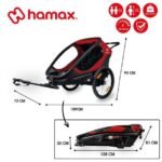 Remorque vélo charge 100 kg Hamax Outback pour 2 Enfants - rouge / noir – Image 4