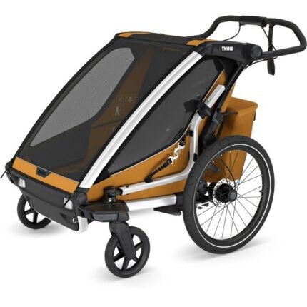 Chariot à velo Thule pour 2 Enfants - Chariot Sport 2 Double - natural gold