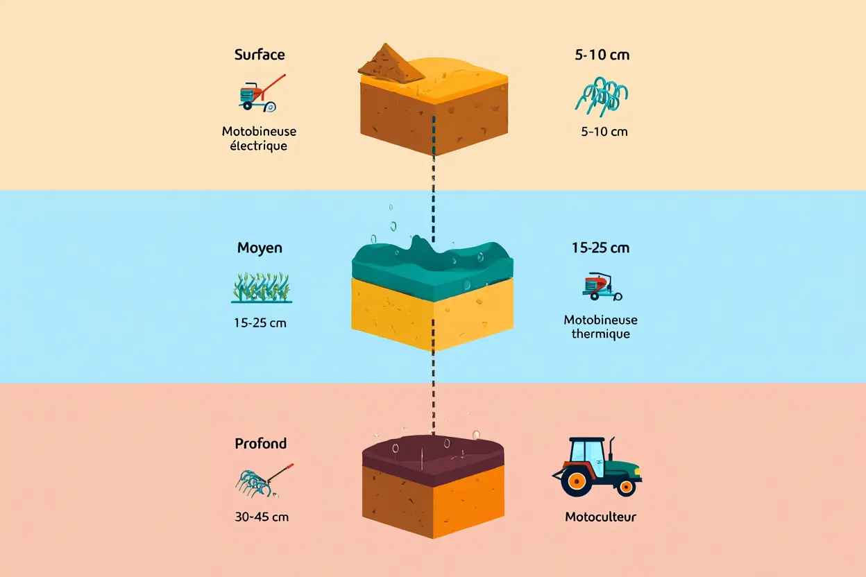 Niveaux de profondeur de travail comparés