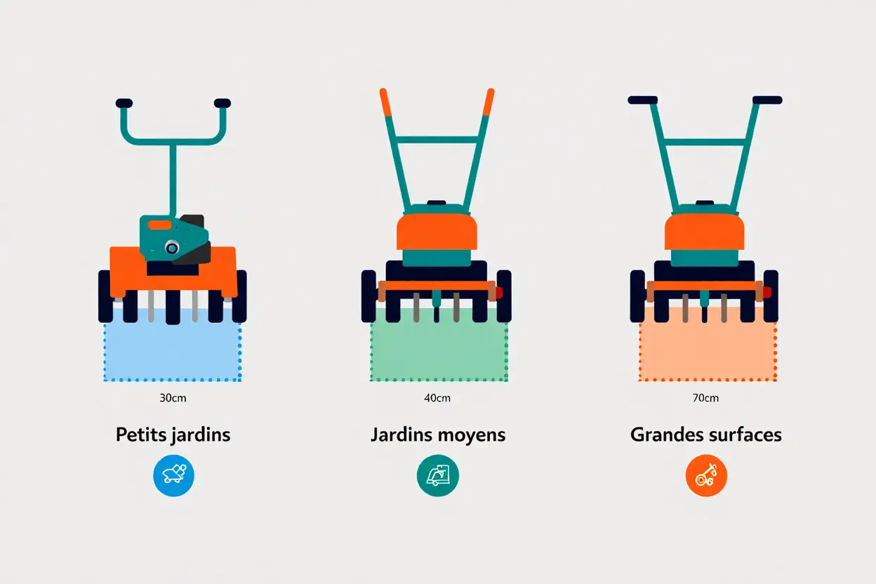 Comparaison largeur de fraise motoculteur