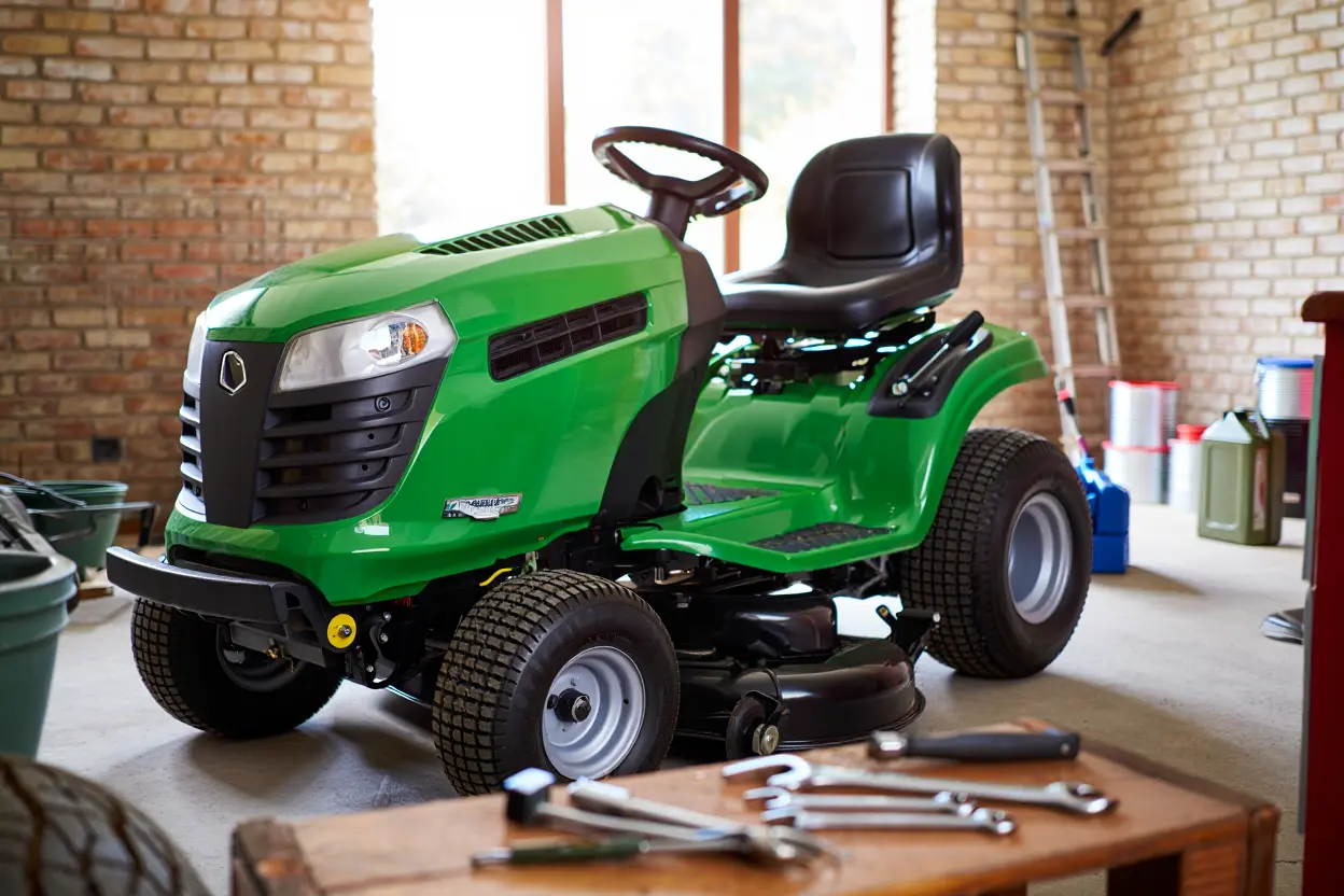 Tracteur tondeuse prêt pour l'hivernage